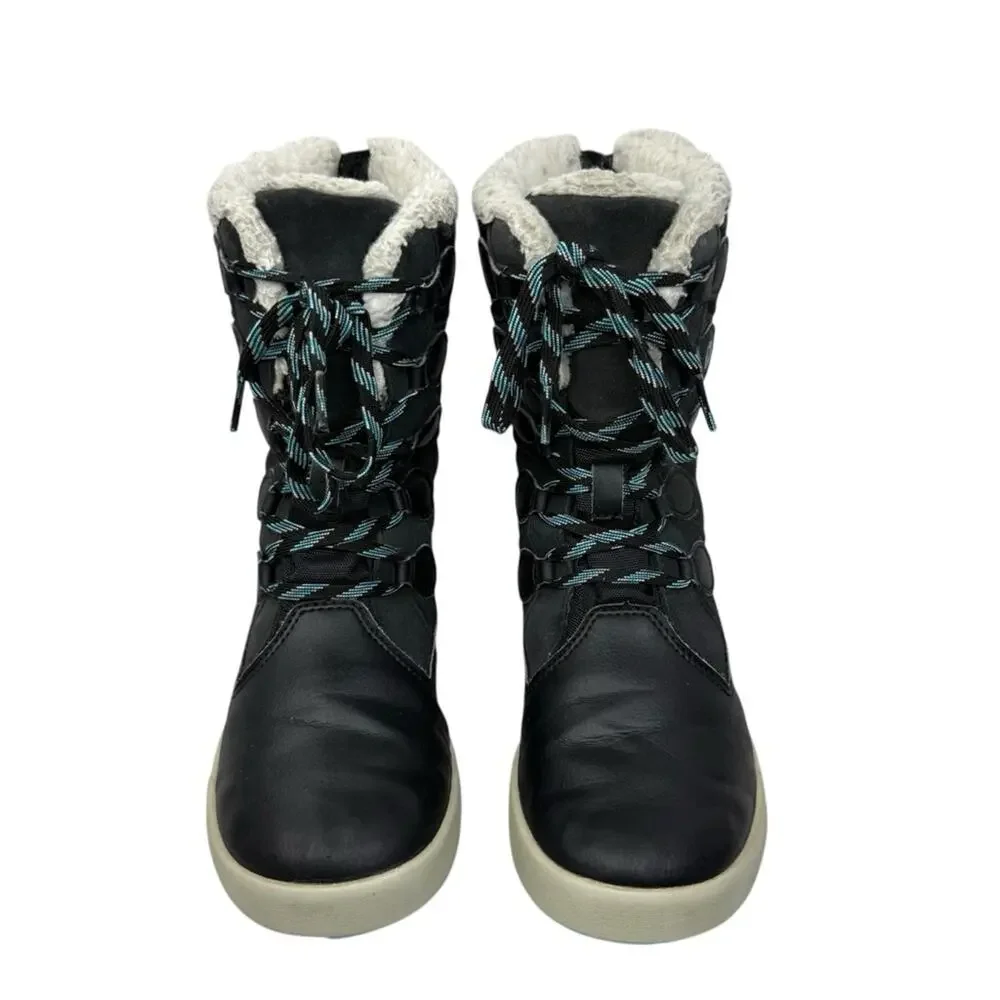 MERRELL Boots Kids Sz 2 Heidi Leather Waterproof Black Lace Up Zip Winter Snow